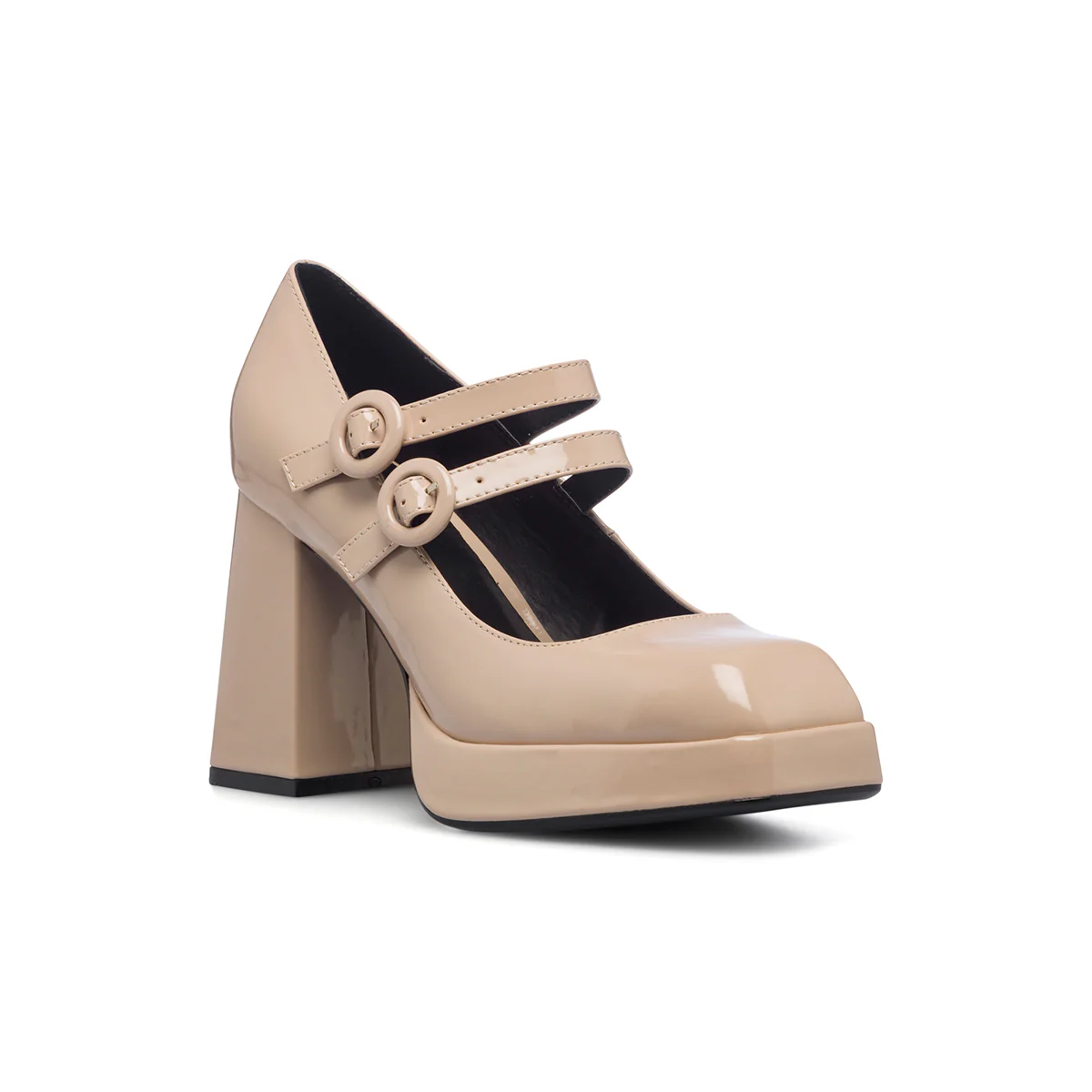 Décolleté nude in vernice con punta squadrata e tacco a blocco 9 cm Swish Jeans - Image 12