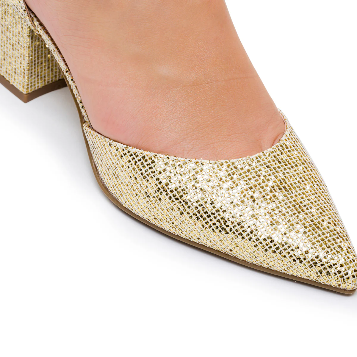 Décolleté oro effetto glitterato con cinturino alla caviglia Lora Ferres - Image 2