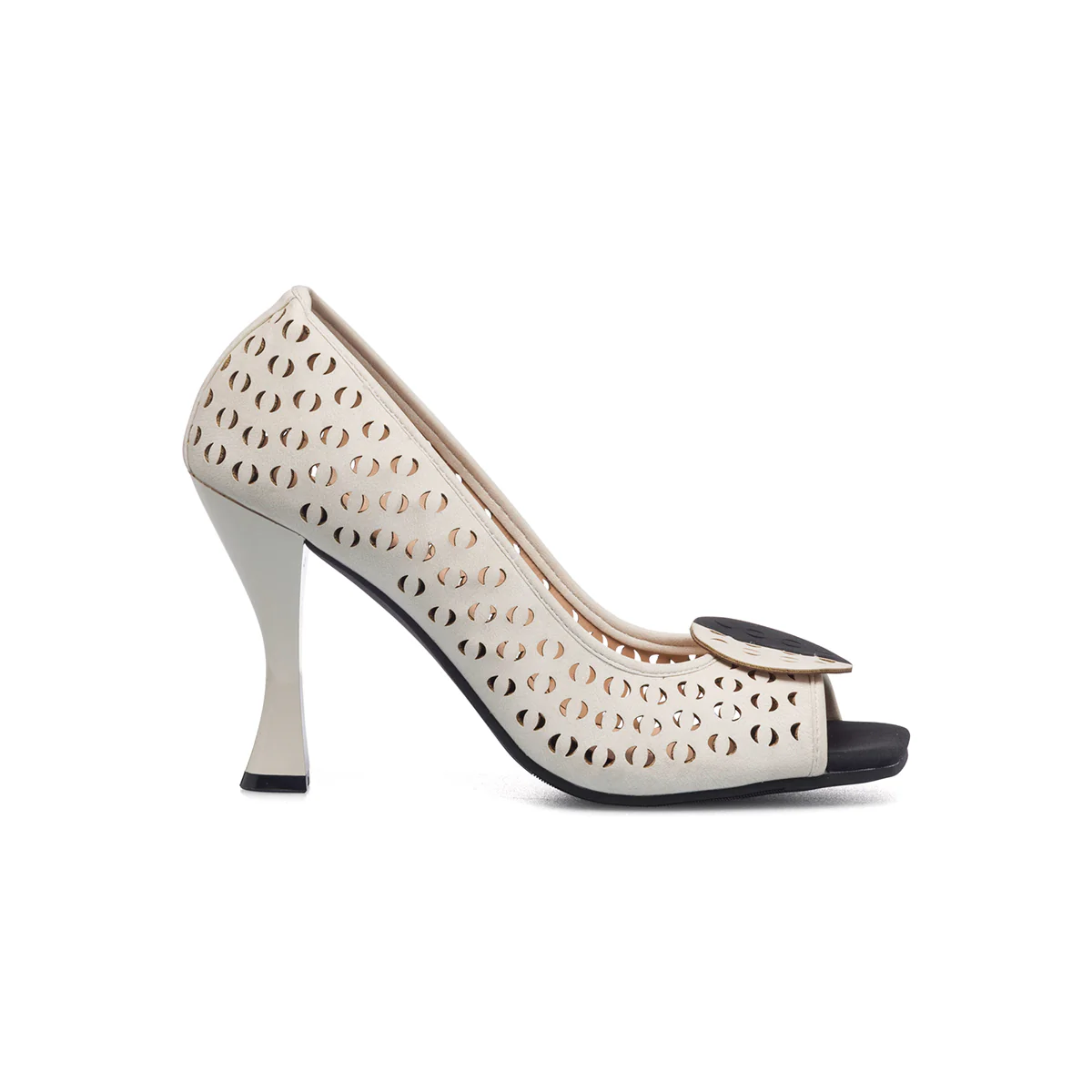 Décolleté peep-toe traforate bianche con tacco 9 cm Lora Ferres - Image 5