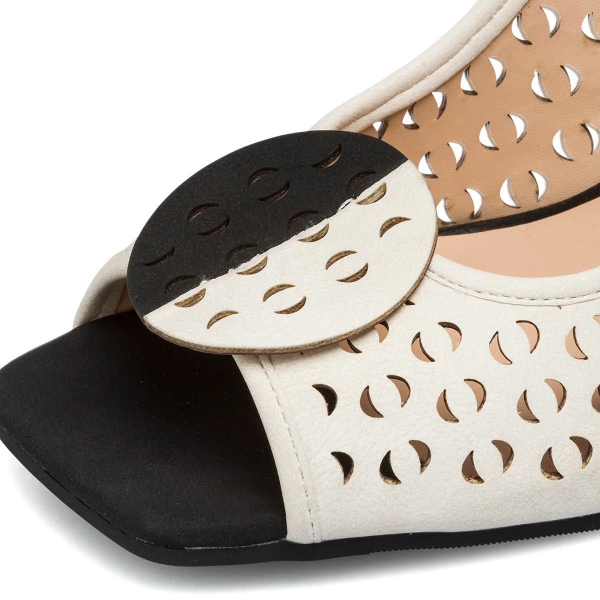 Décolleté peep-toe traforate bianche con tacco 9 cm Lora Ferres - Image 9