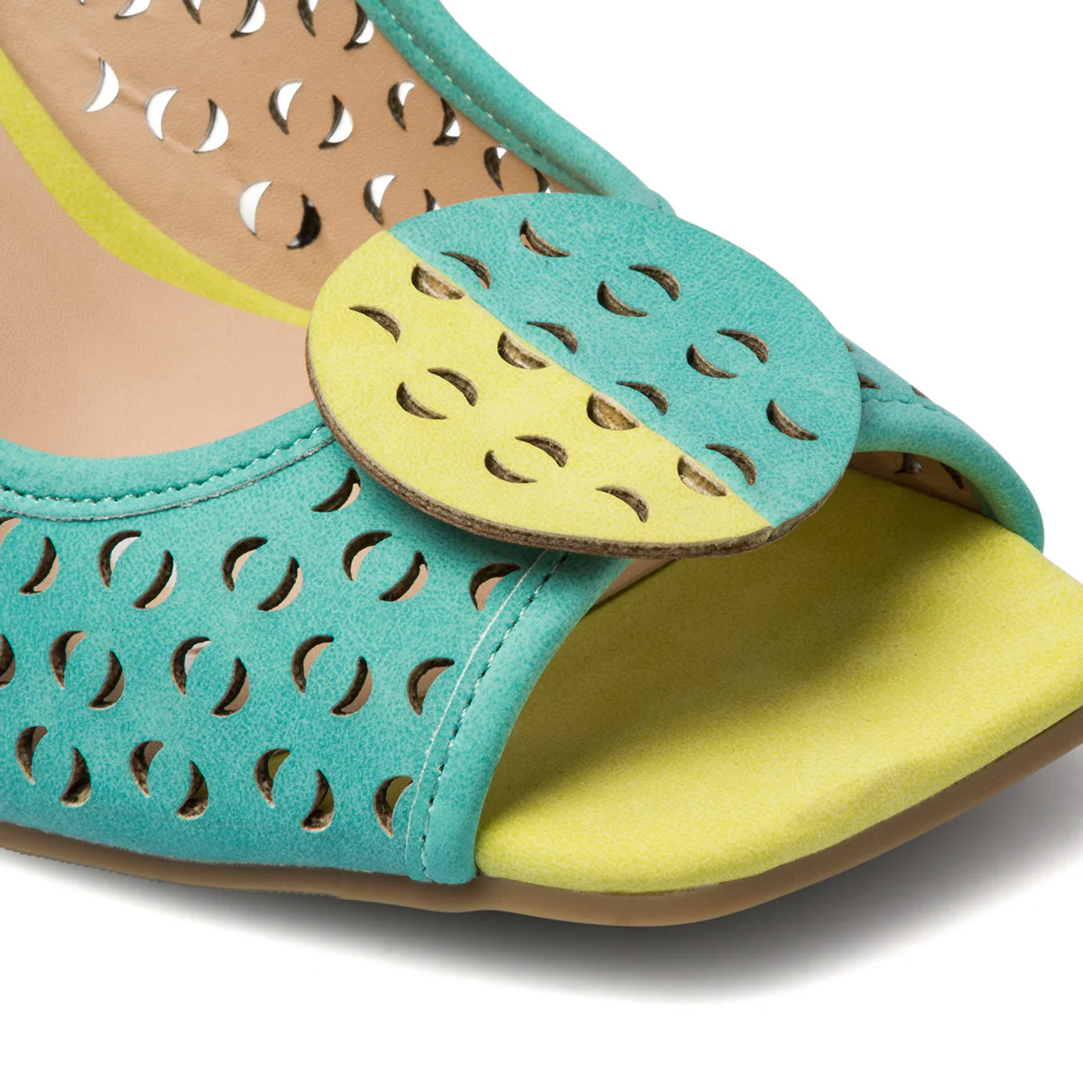 Décolleté peep-toe traforate color verde acqua con tacco 9 cm Lora Ferres - Image 10