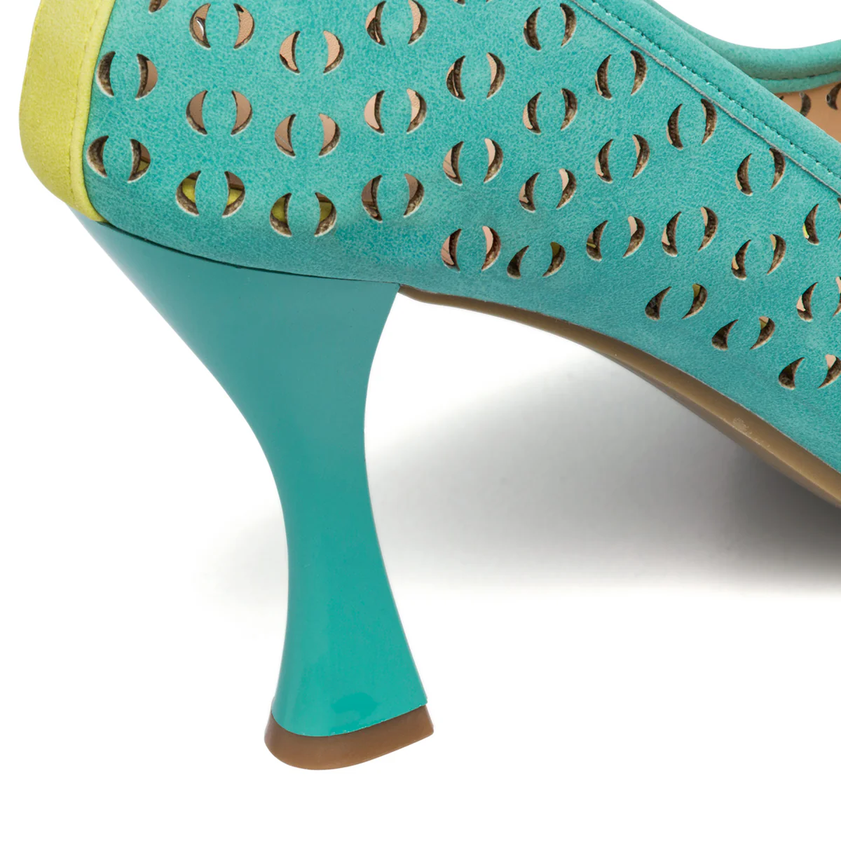 Décolleté peep-toe traforate color verde acqua con tacco 9 cm Lora Ferres - Image 11