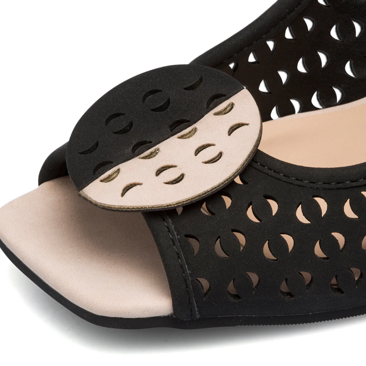 Décolleté peep-toe traforate nere con tacco 9 cm Lora Ferres - Image 10