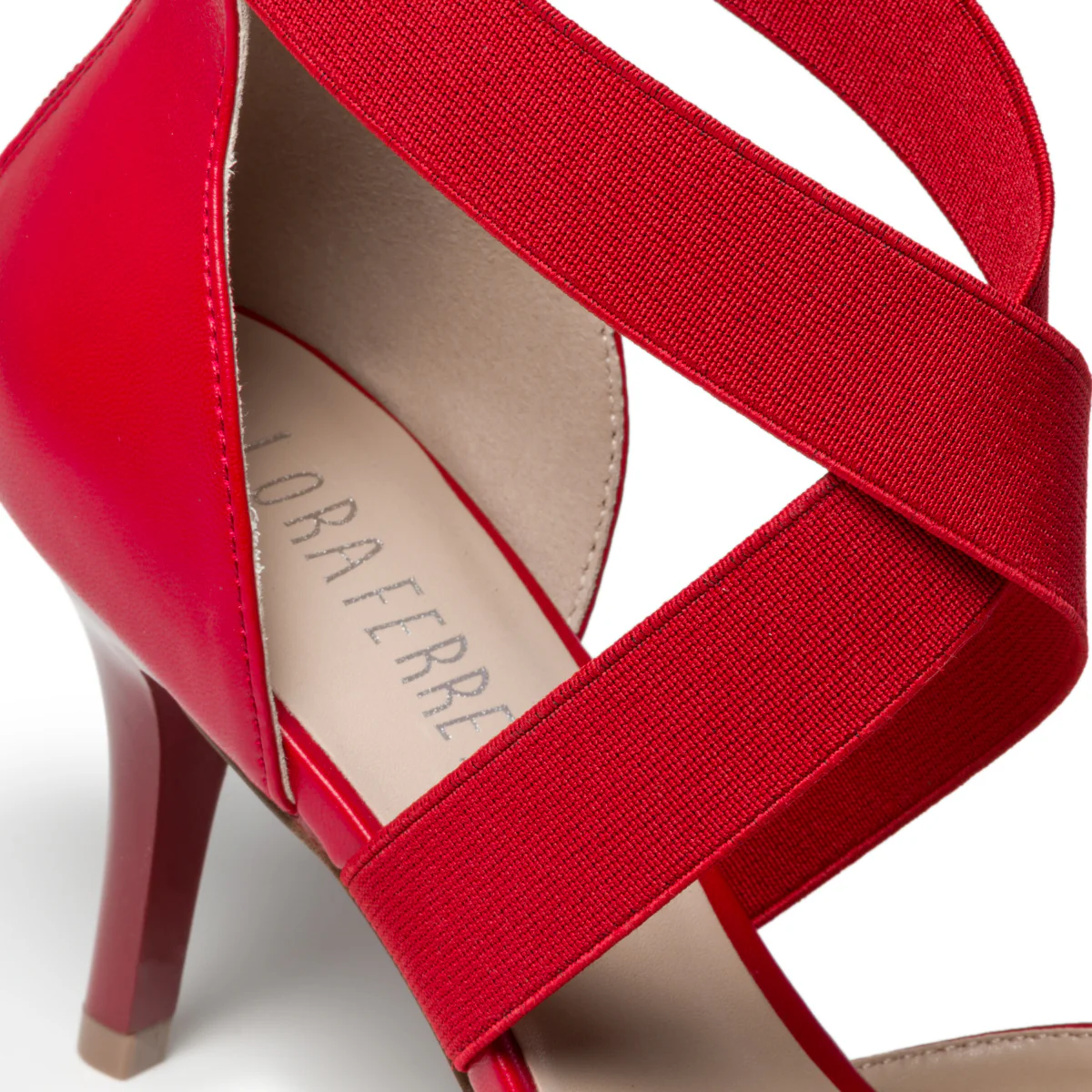 Décolleté rosse con fasce elastiche e tacco 7 cm Lora Ferres - Image 6
