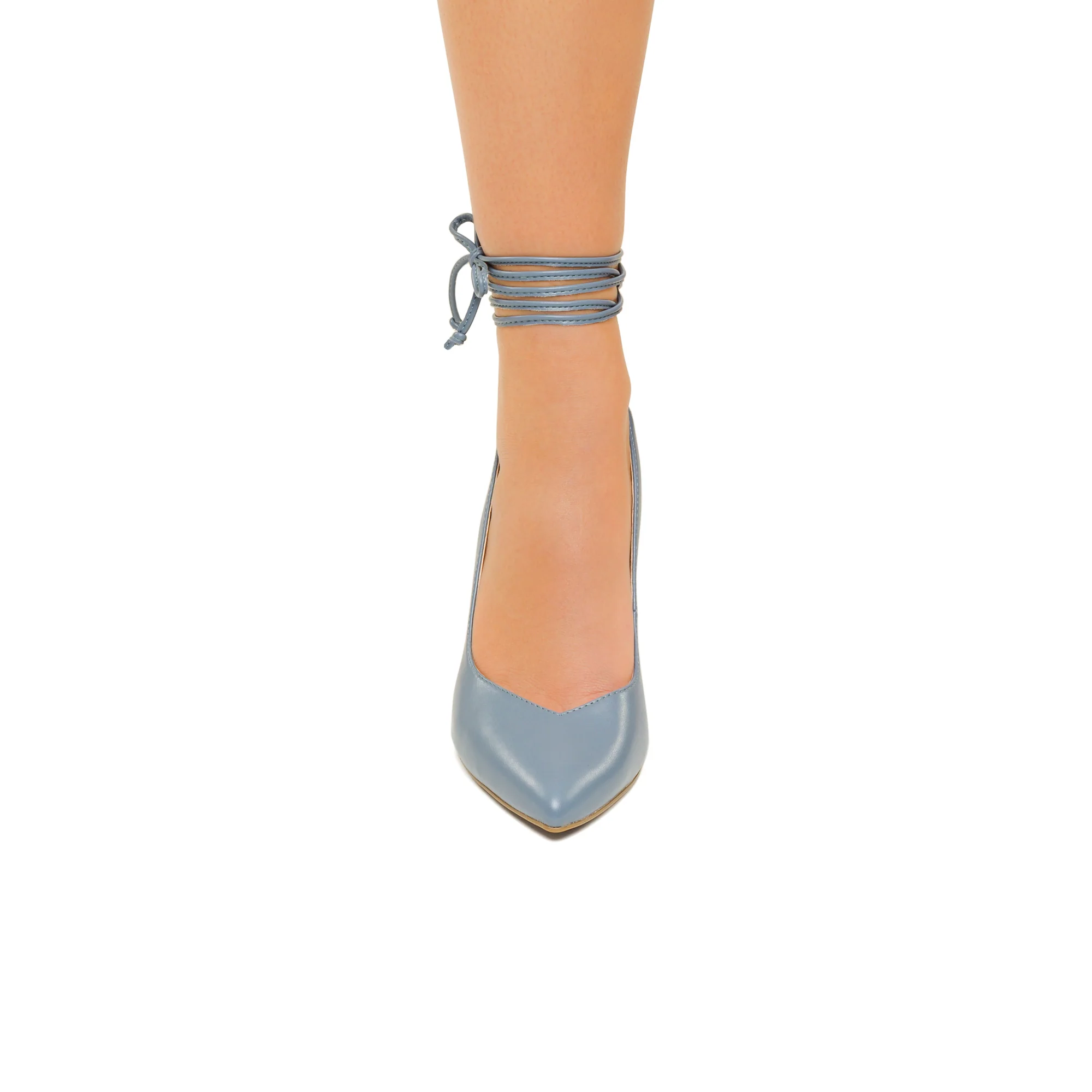 Décolleté slingback alla schiava azzurre con laccetti alla caviglia e tacco 7 cm Lora Ferres - Image 2