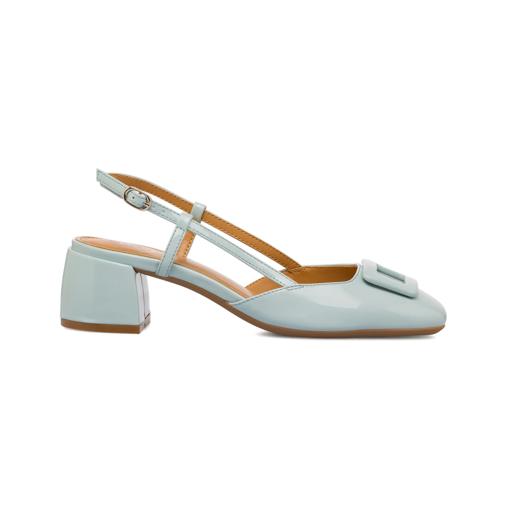 Décolleté slingback azzurre da Donna con fibbia e tacco 5 cm P Smart