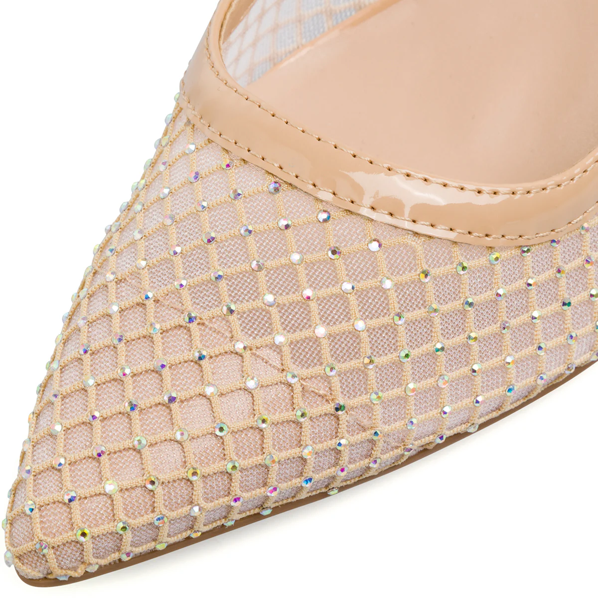 Décolleté slingback beige da Donna con tacco 5,5 cm e tessuto a rete Lora Ferres - Image 4
