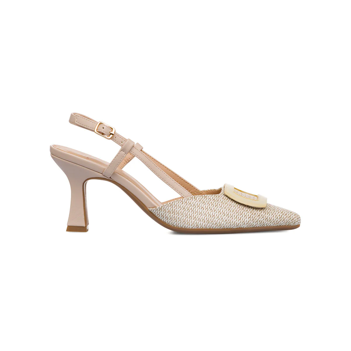 Décolleté slingback beige effetto rafia da Donna con fibbia e tacco 7,5 cm Swish Jeans - Image 4