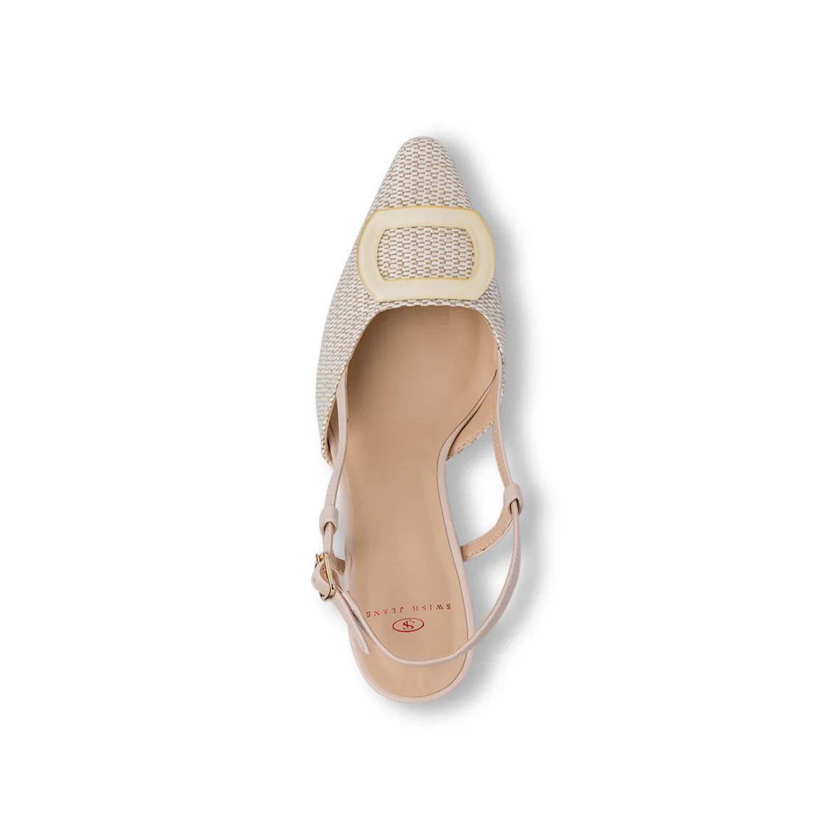 Décolleté slingback beige effetto rafia da Donna con fibbia e tacco 7,5 cm Swish Jeans - Image 7