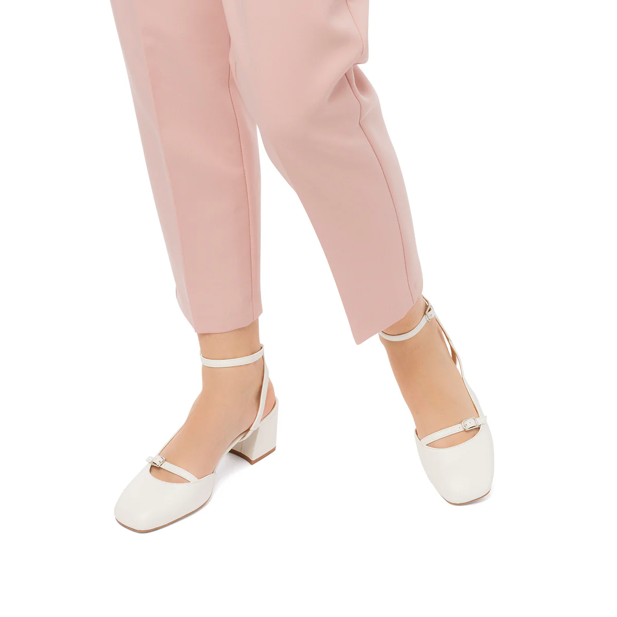 Décolleté slingback bianche con cinturino alla caviglia e tacco a blocco 6 cm Swish Jeans - Image 2