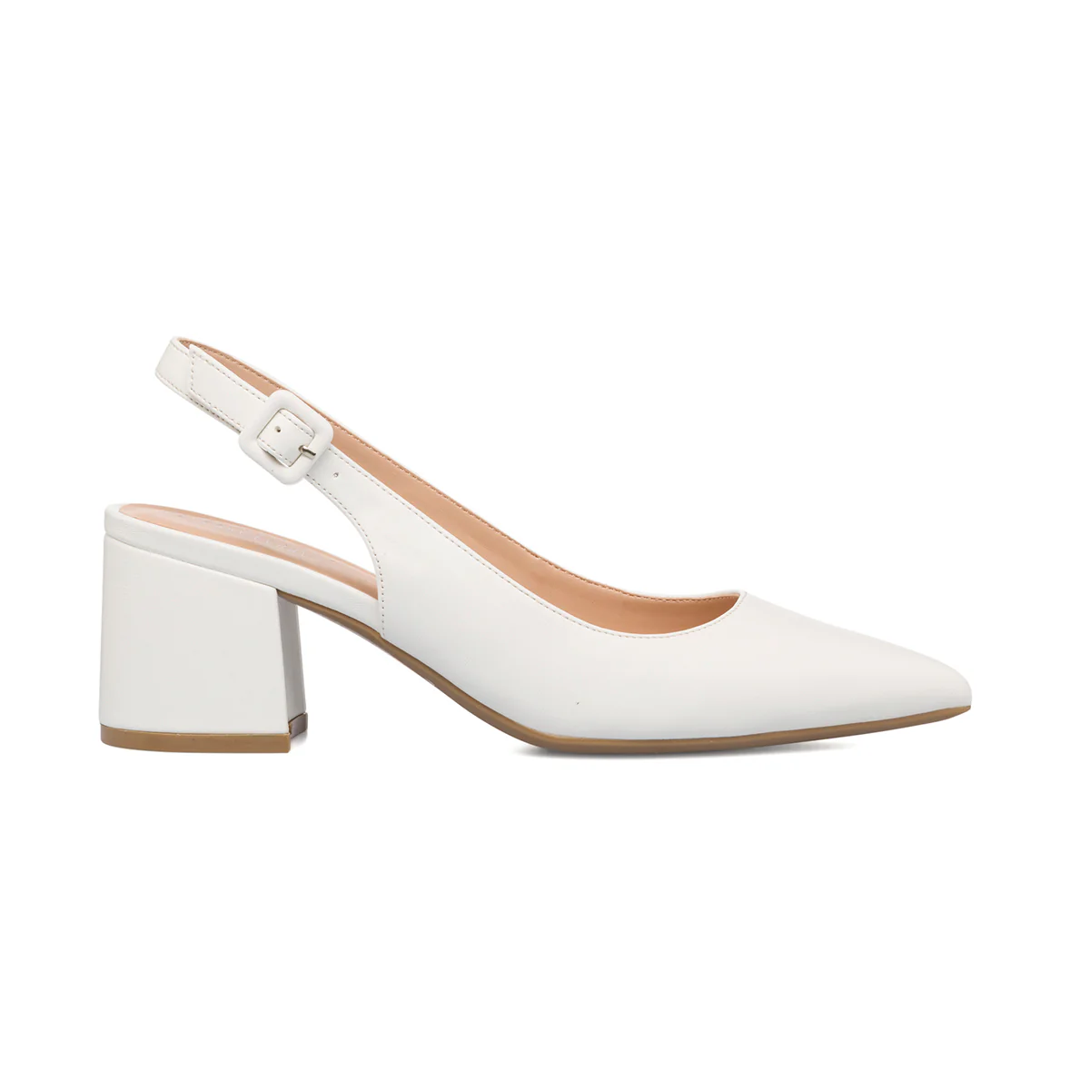 Décolleté slingback bianche con tacco a blocco 6 cm Lora Ferres