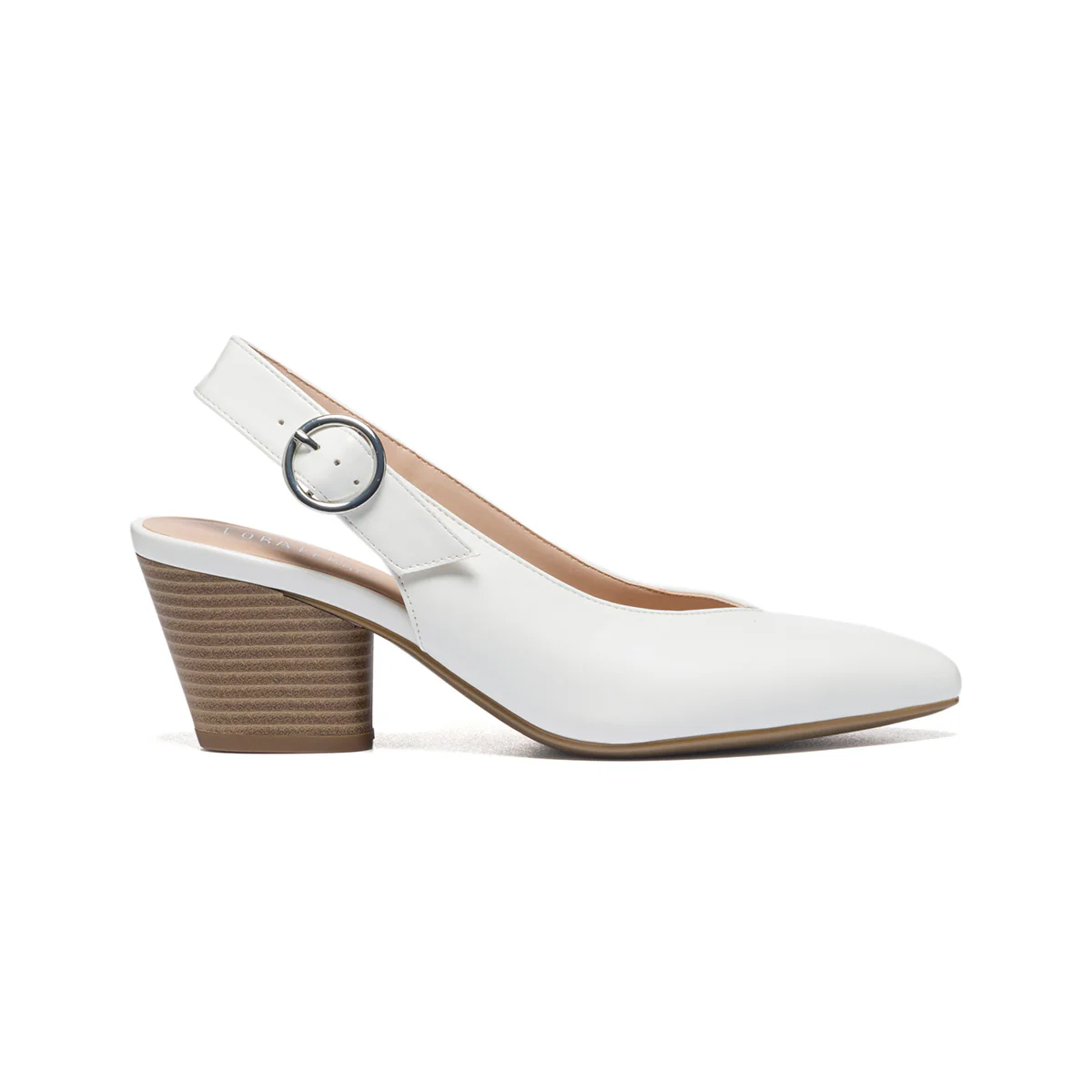 Décolleté slingback bianche con tacco in stile texano Lora Ferres