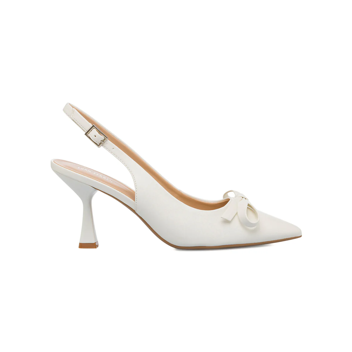 Décolleté slingback bianche da donna con tacco a campana 9 cm Lora Ferres