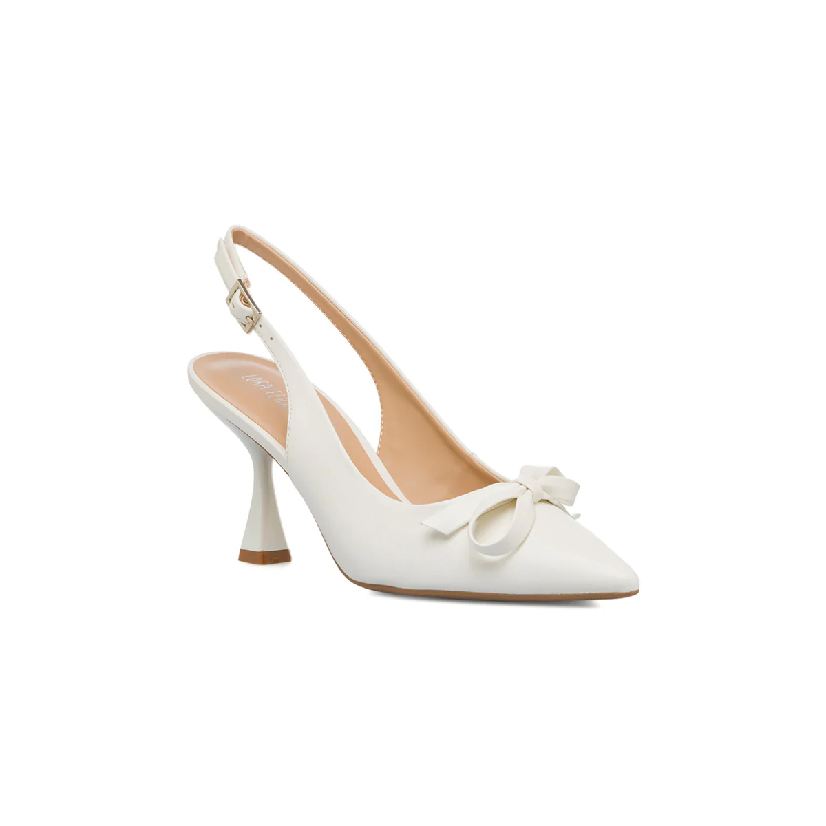 Décolleté slingback bianche da donna con tacco a campana 9 cm Lora Ferres - Image 2