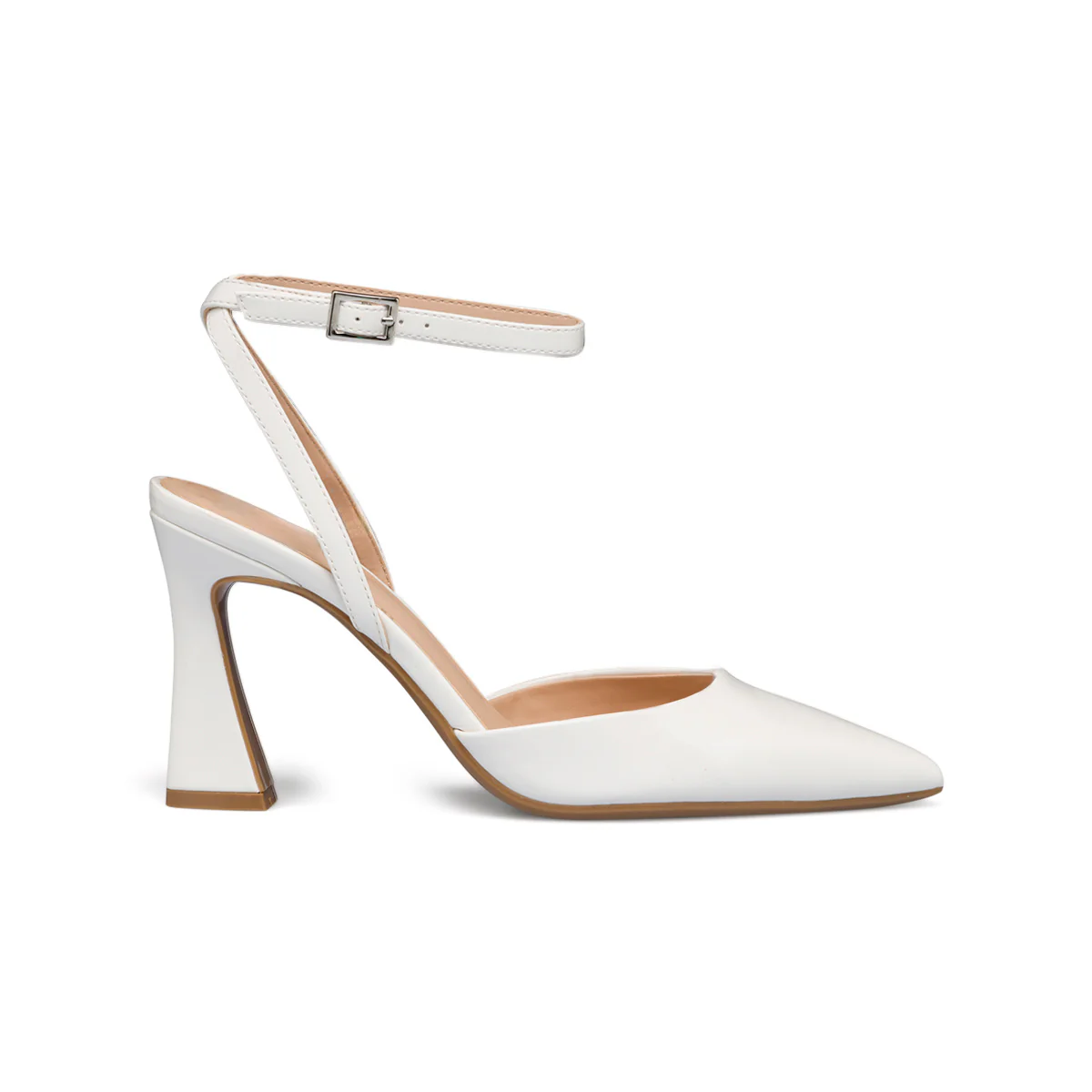 Décolleté slingback bianche effetto vernice con cinturino alla caviglia e tacco 9 cm Swish Jeans - Image 4