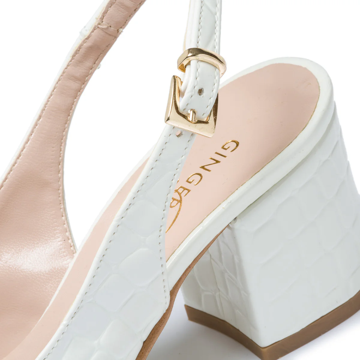 Décolleté slingback bianche effetto vernice con stampa cocco Lora Ferres - Image 6