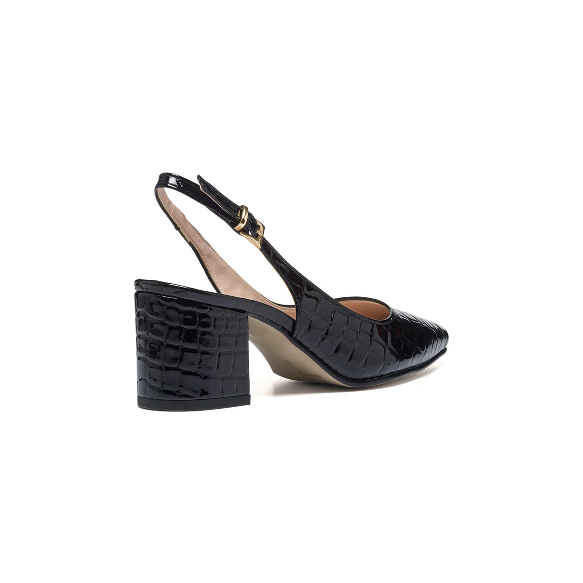 Décolleté slingback nere effetto vernice con stampa cocco Lora Ferres - Image 3