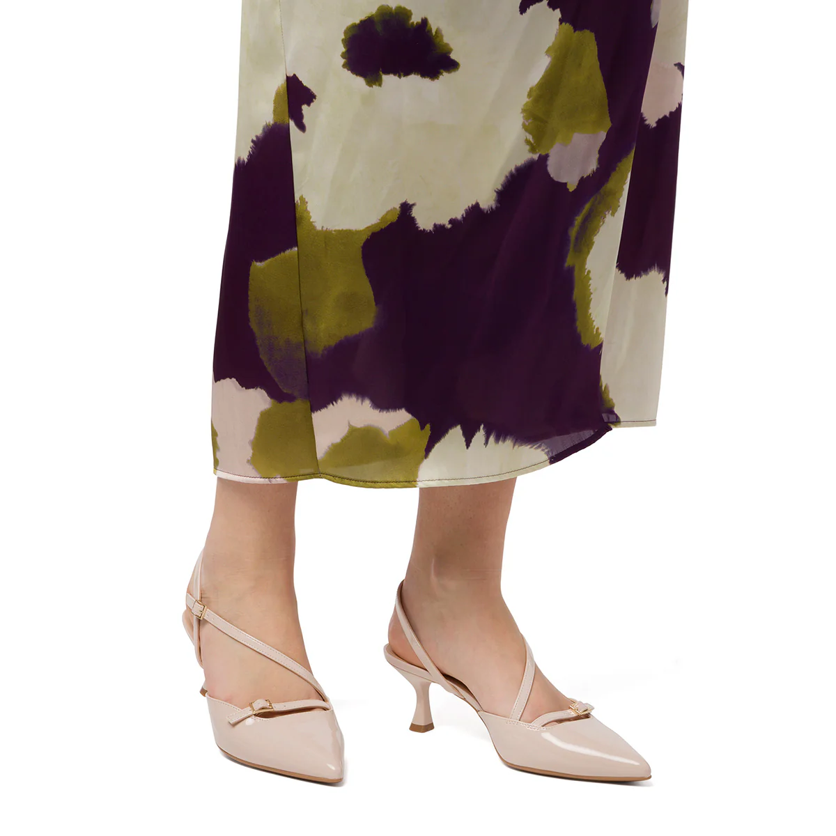 Décolleté Slingback con tacco 5,5 cm beige da Donna con cinturino e fibbia Lora Ferres