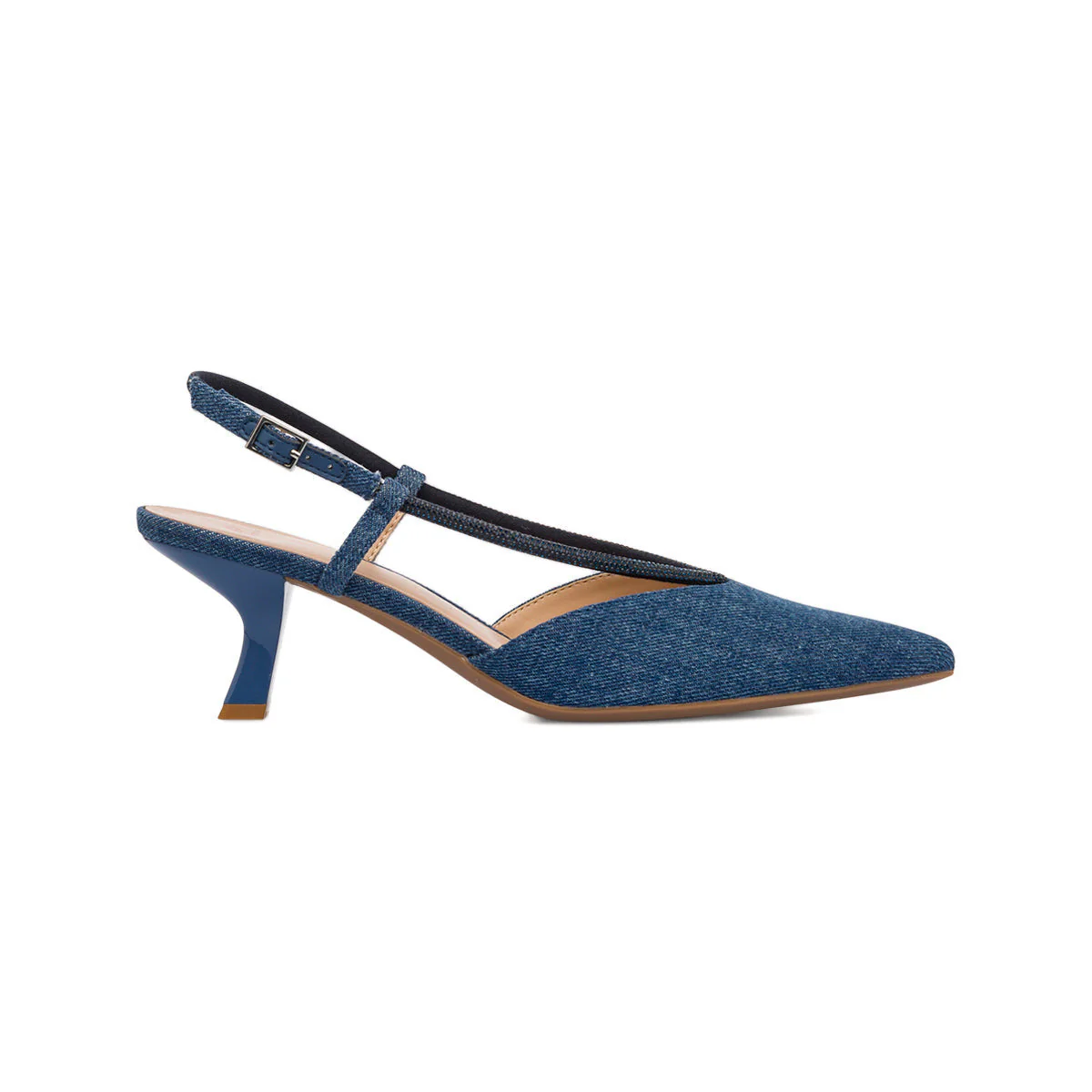 Décolleté slingback con tacco 6 cm blu da Donna effetto Jeans con cinturino Swish Jeans - Image 4