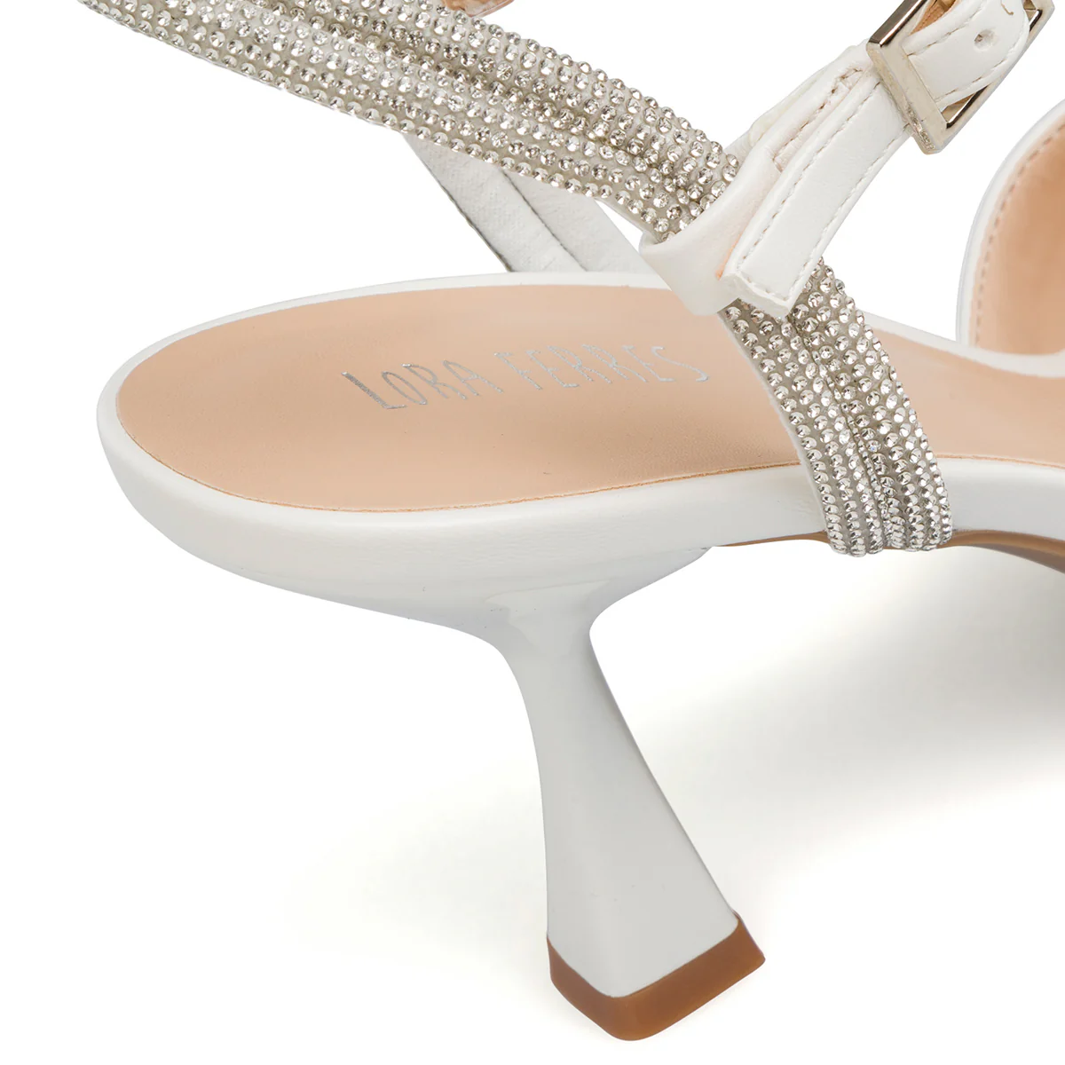 Décolleté slingback da donna bianche con tacco 8,5 cm Lora Ferres - Image 6