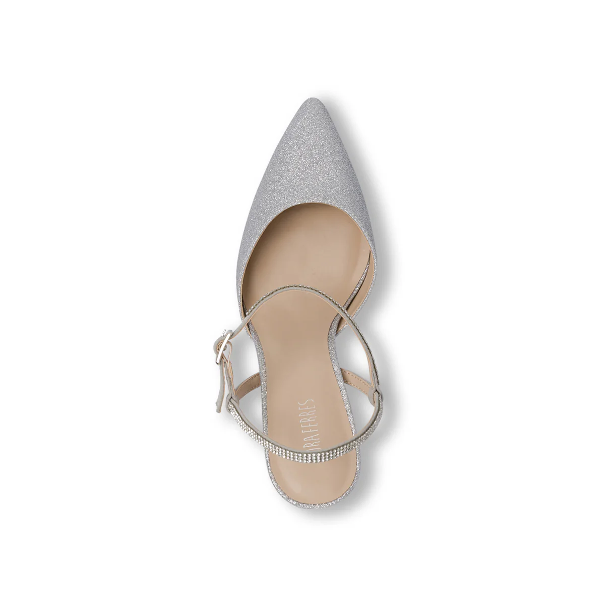 Décolleté slingback Donna Lora Ferres argento glitter con tacco 9,5 cm - Image 6