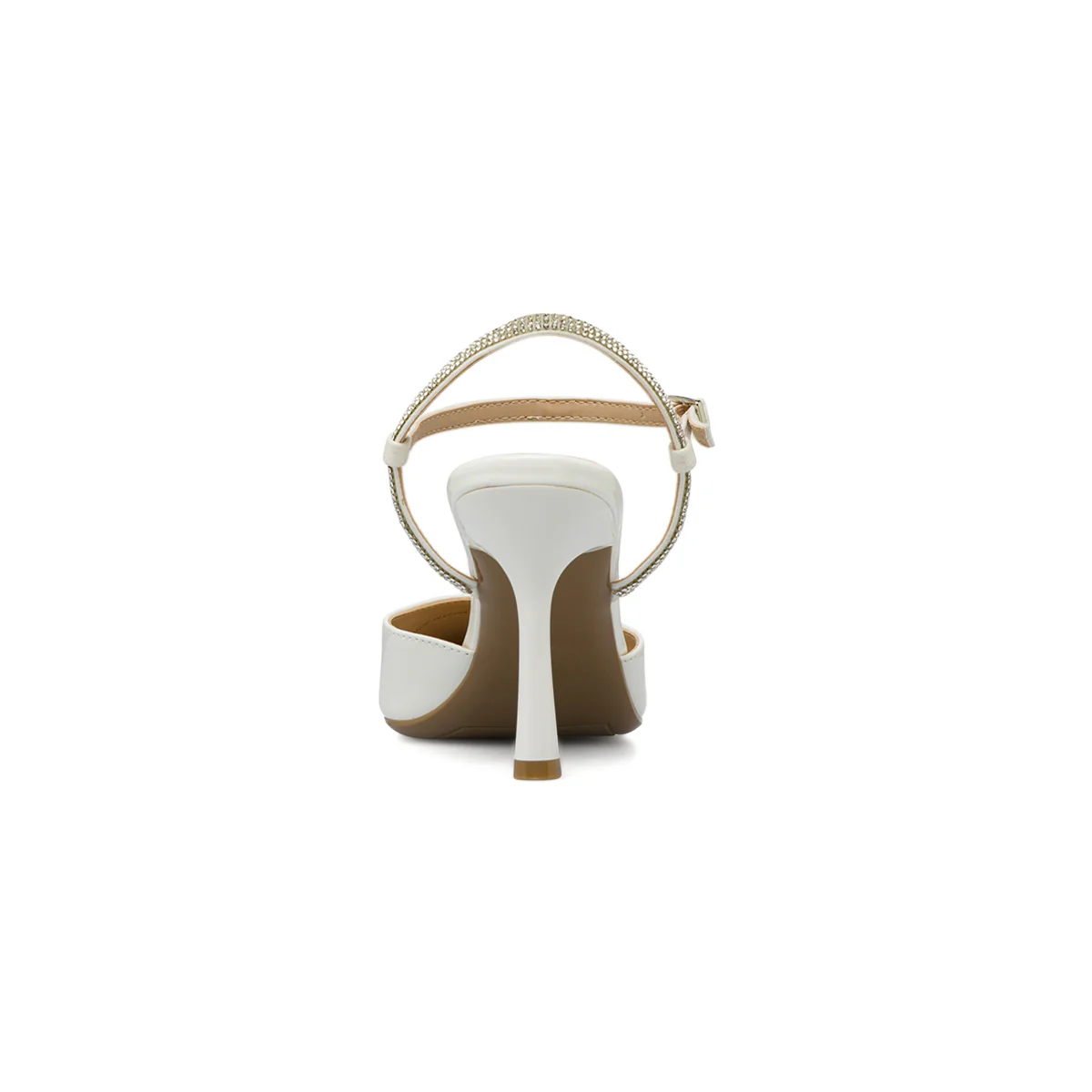 Décolleté slingback Donna Lora Ferres bianche con strass e tacco 9,5 - Image 4