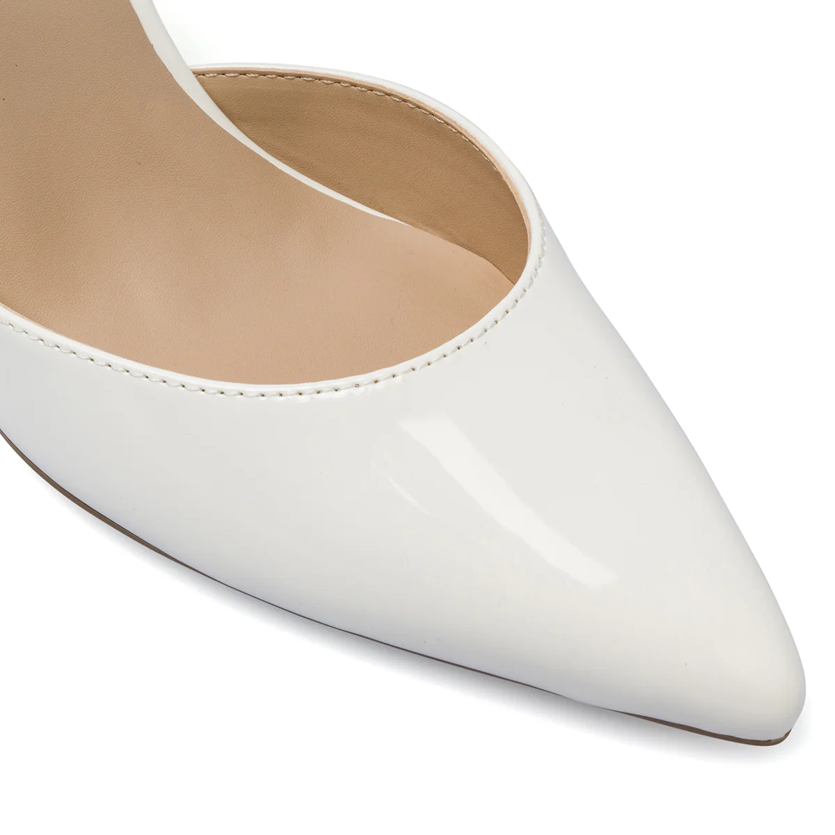 Décolleté slingback Donna Lora Ferres bianche con strass e tacco 9,5 - Image 5