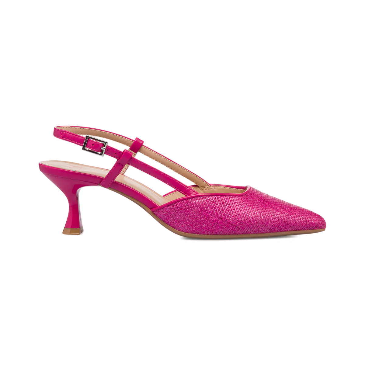 Décolleté slingback fucsia con dettagli in rafia e tacco 5 cm Swish Jeans - Image 4