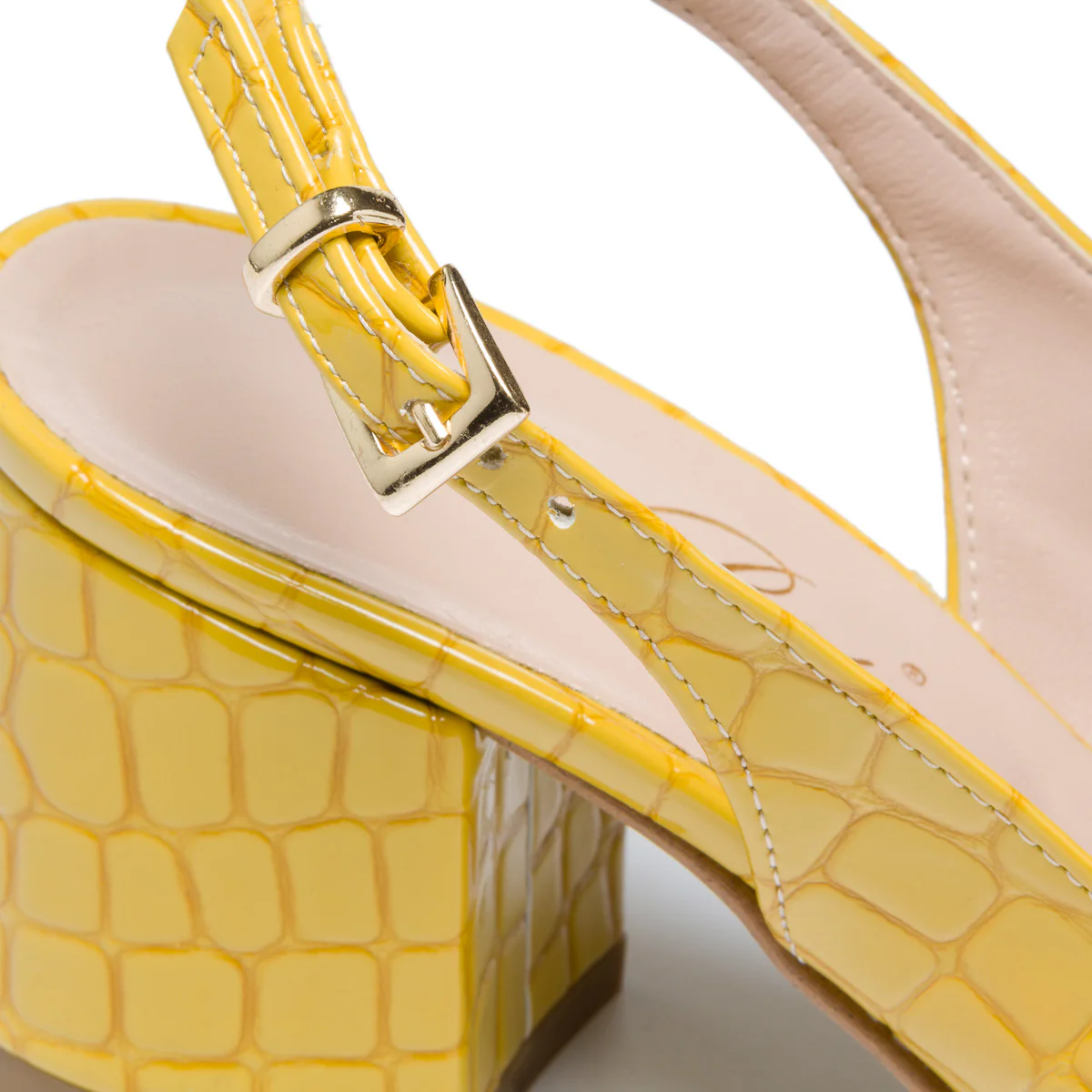 Décolleté slingback gialle effetto vernice con stampa cocco Lora Ferres - Image 6