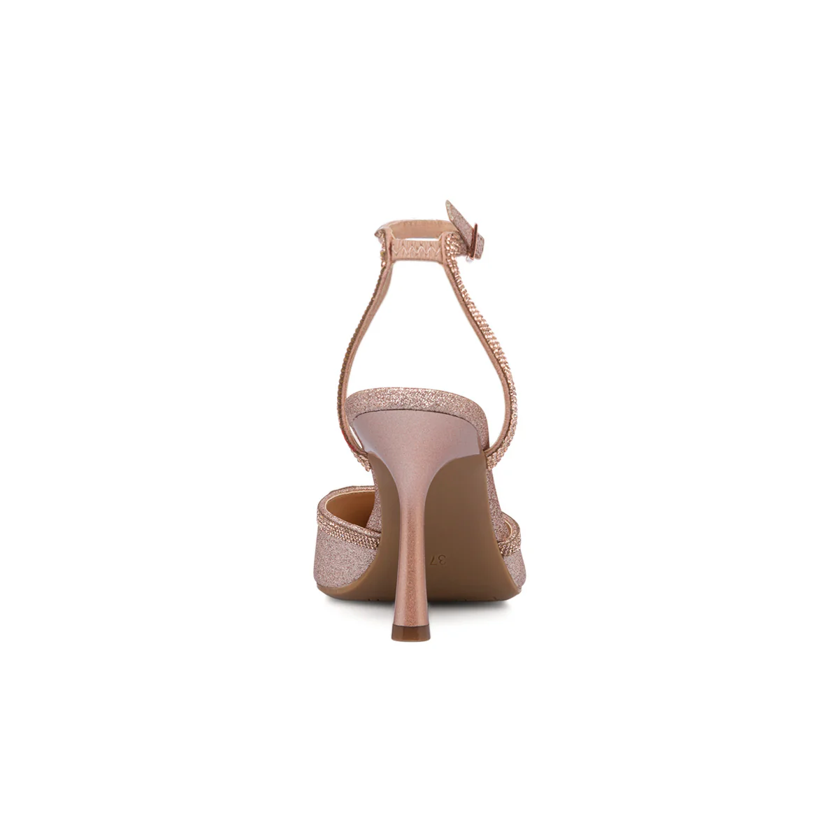 Décolleté slingback gioiello champagne glitterate con strass e tacco a stiletto 9 cm Lora Ferres - Image 4