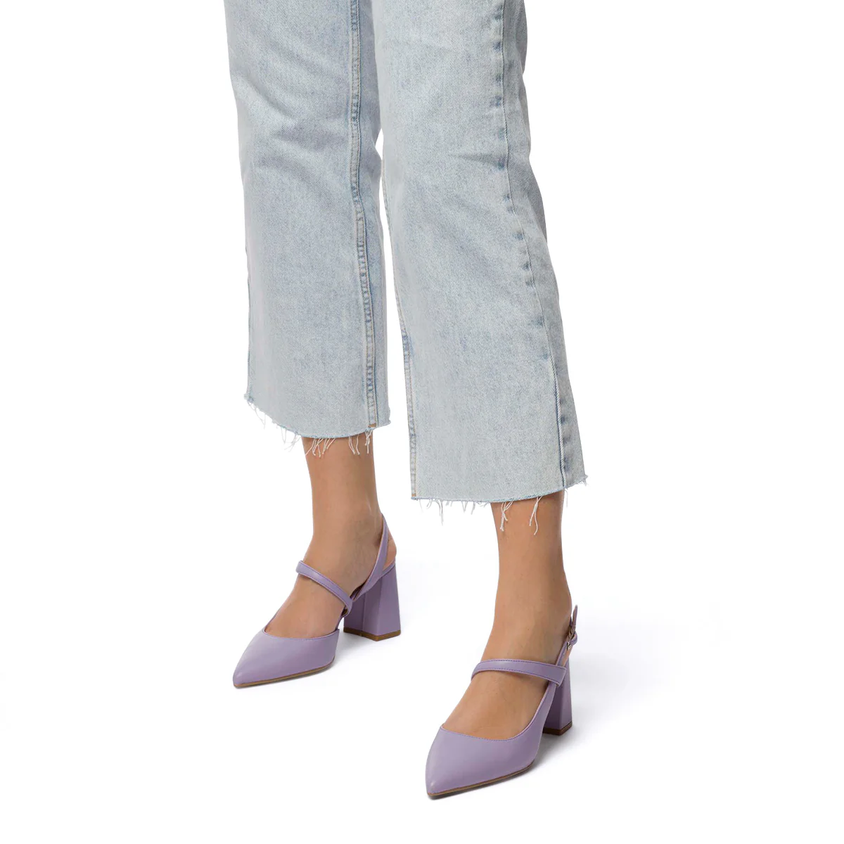 Décolleté slingback lilla con tacco a blocco 7 cm Lora Ferres - Image 3