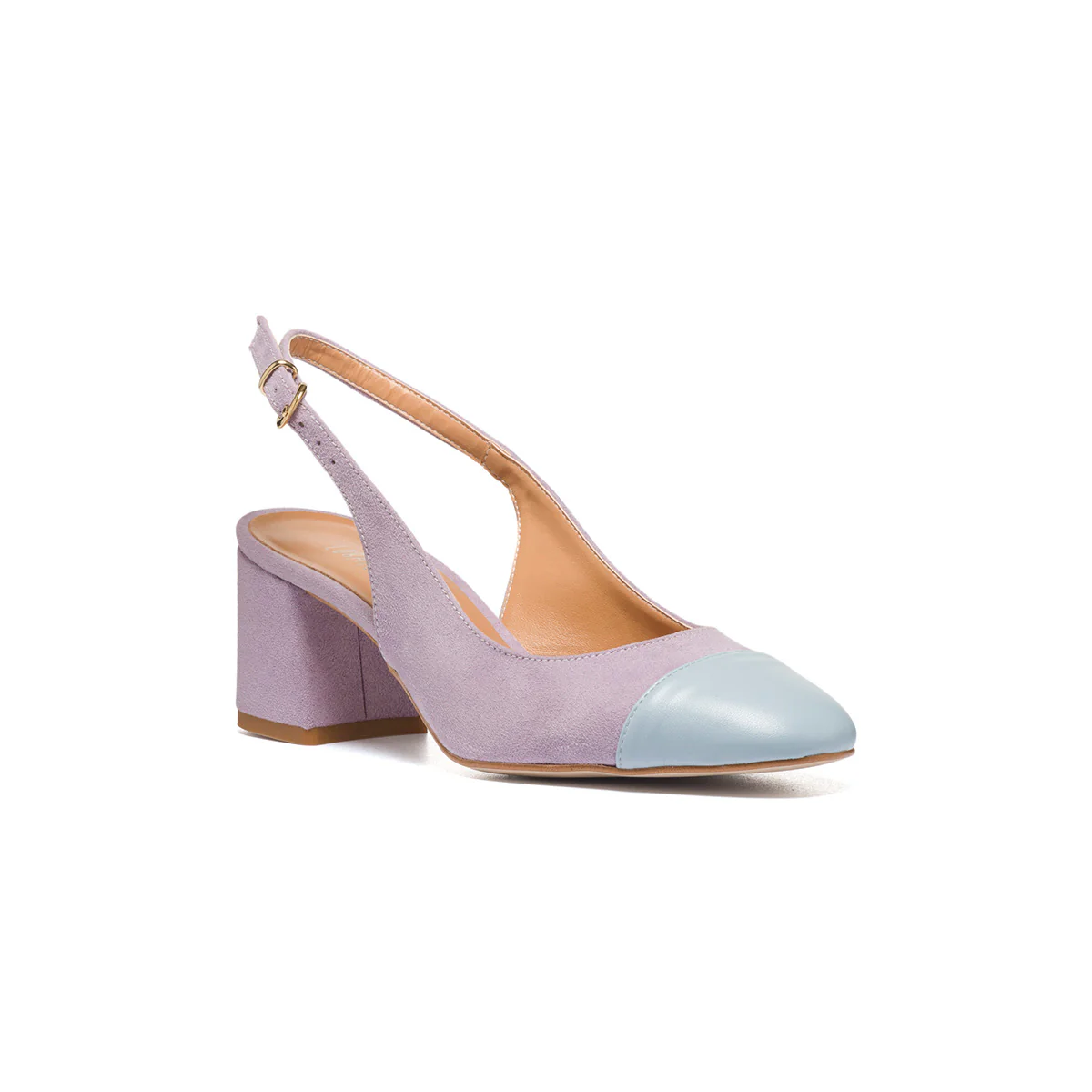 Décolleté slingback lilla e azzurre in suede con tacco 5 cm Lora Ferres - Image 2