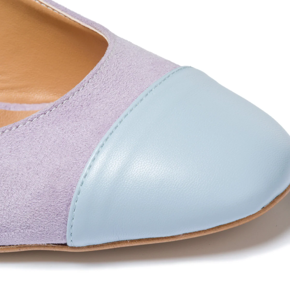 Décolleté slingback lilla e azzurre in suede con tacco 5 cm Lora Ferres - Image 5