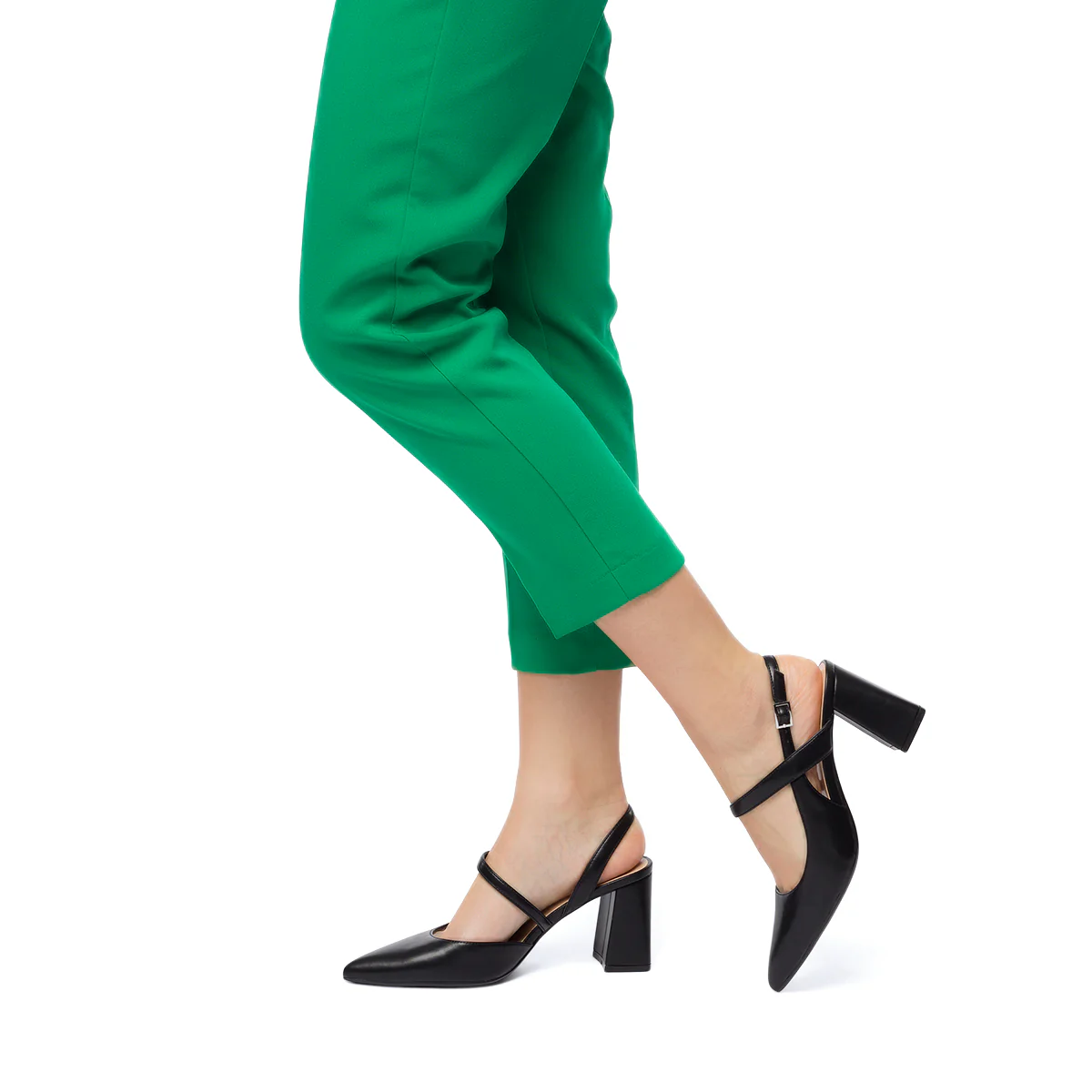 Décolleté slingback nere con tacco a blocco 7 cm Lora Ferres - Image 3