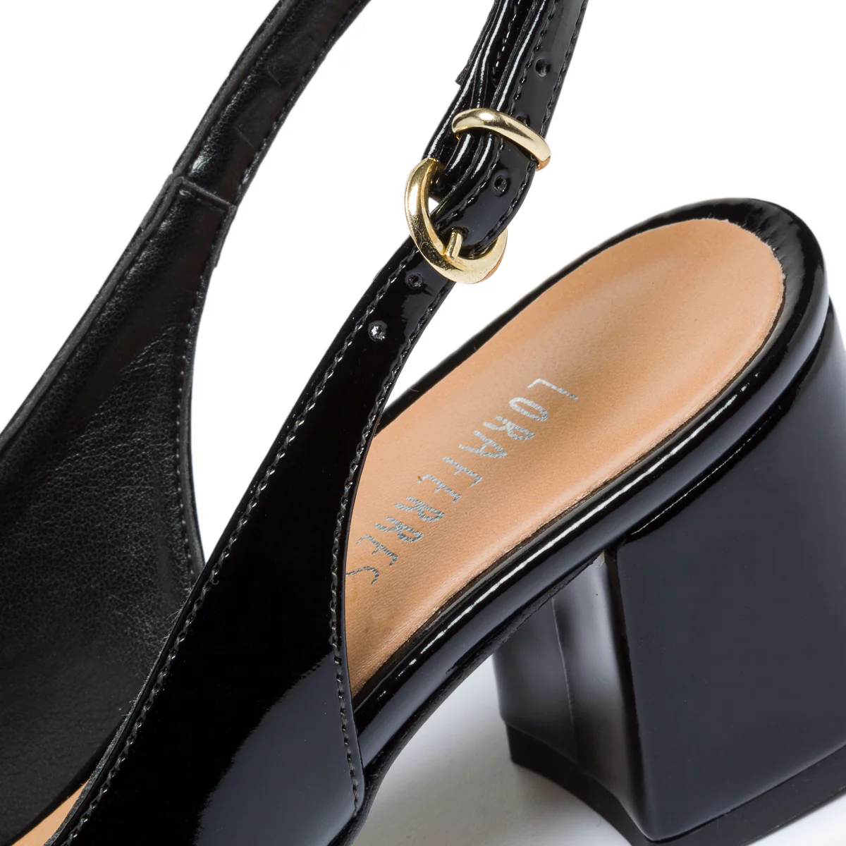 Décolleté slingback nere effetto vernice Lora Ferres - Image 6