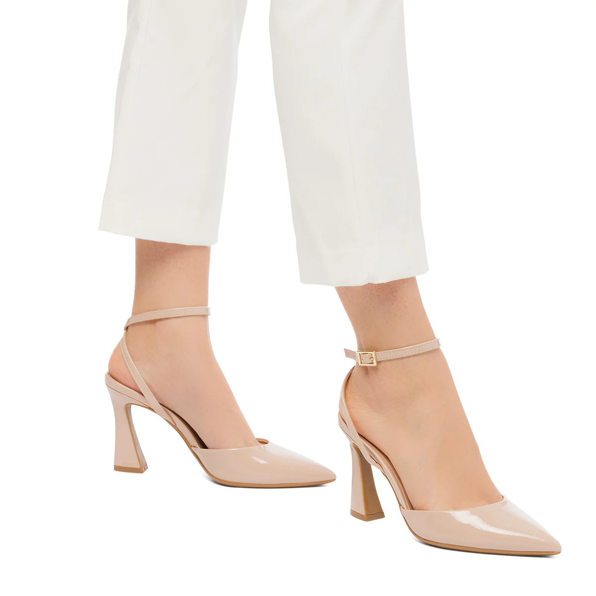 Décolleté slingback nude in vernice con cinturino alla caviglia e tacco 9 cm Swish Jeans