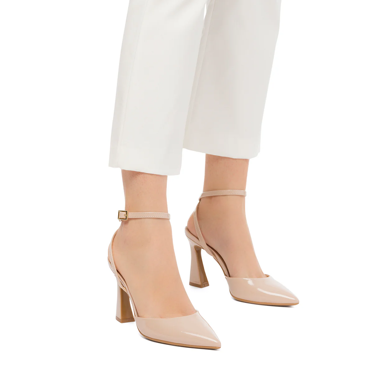 Décolleté slingback nude in vernice con cinturino alla caviglia e tacco 9 cm Swish Jeans - Image 3