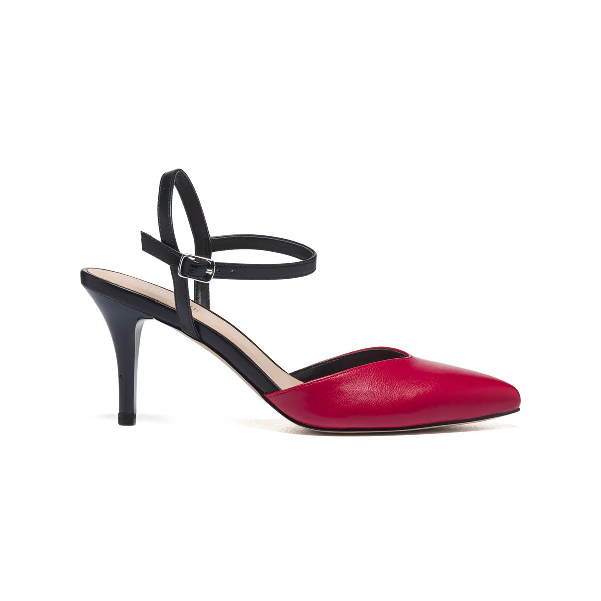 Décolleté slingback rosse e nere con tacco 7 cm Lora Ferres