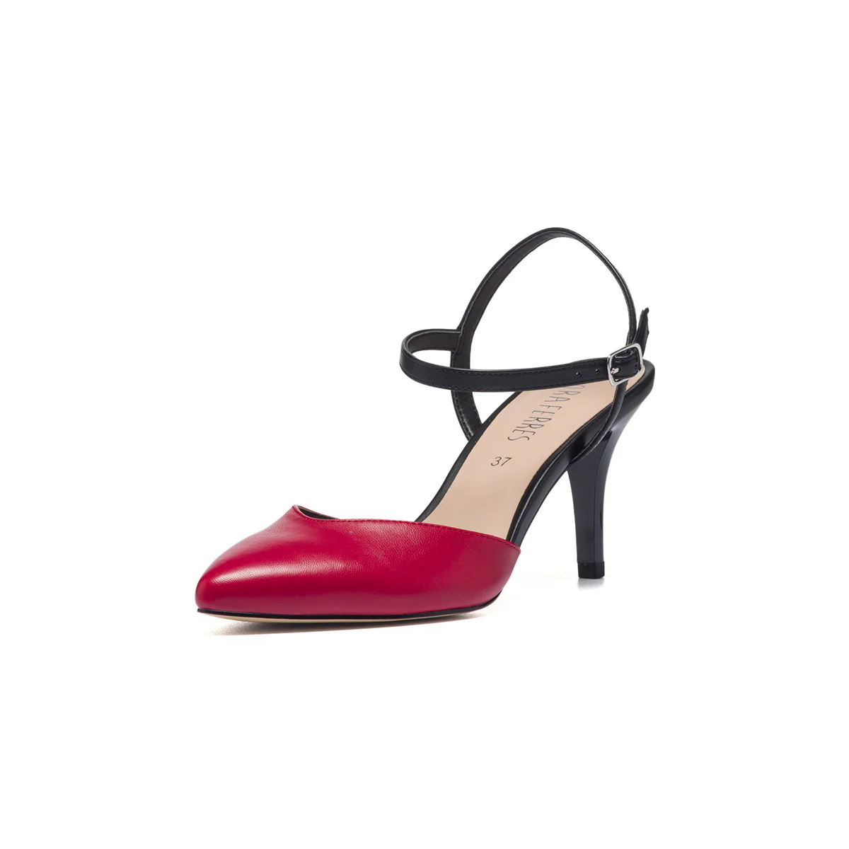 Décolleté slingback rosse e nere con tacco 7 cm Lora Ferres - Image 2
