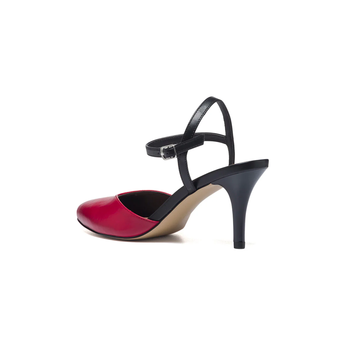 Décolleté slingback rosse e nere con tacco 7 cm Lora Ferres - Image 3
