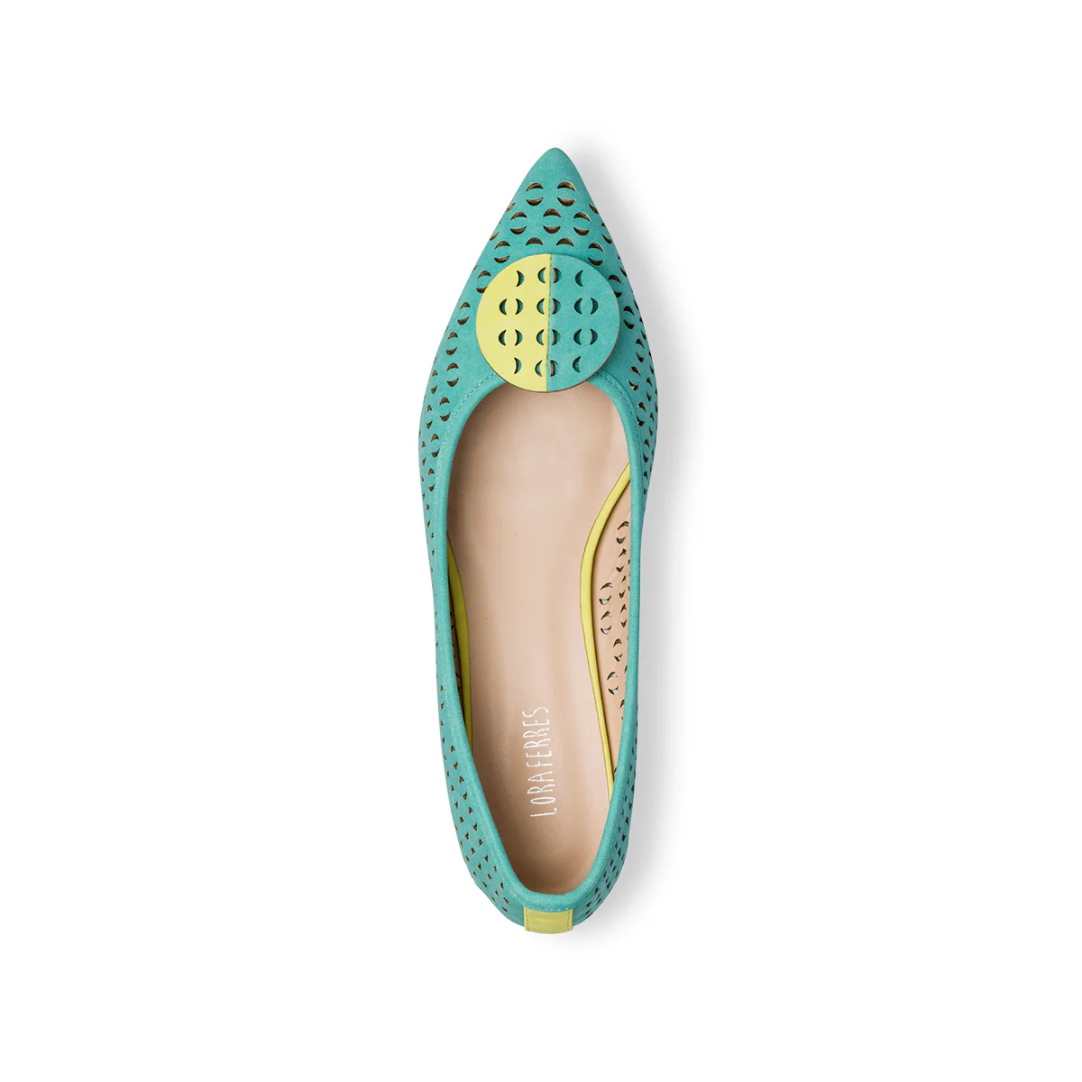 Décolleté traforate color verde acqua con tacco 3 cm Lora Ferres - Image 12