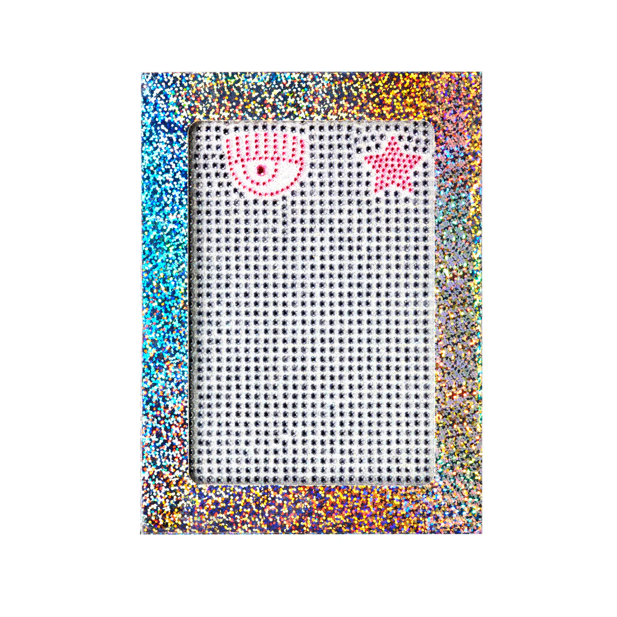 Diario scolastico con strass argento e rosa con logo Chiara Ferragni