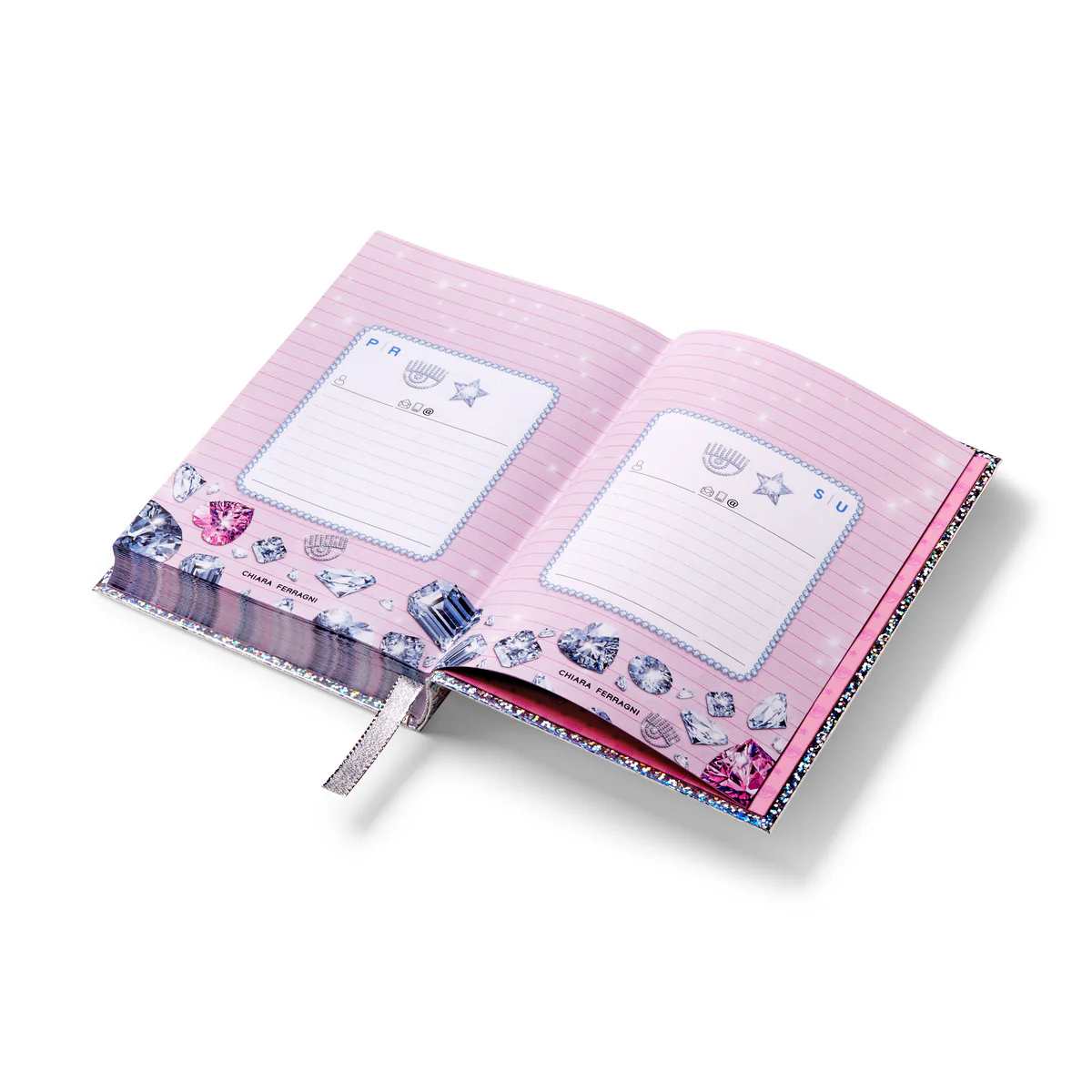 Diario scolastico con strass argento e rosa con logo Chiara Ferragni - Image 10