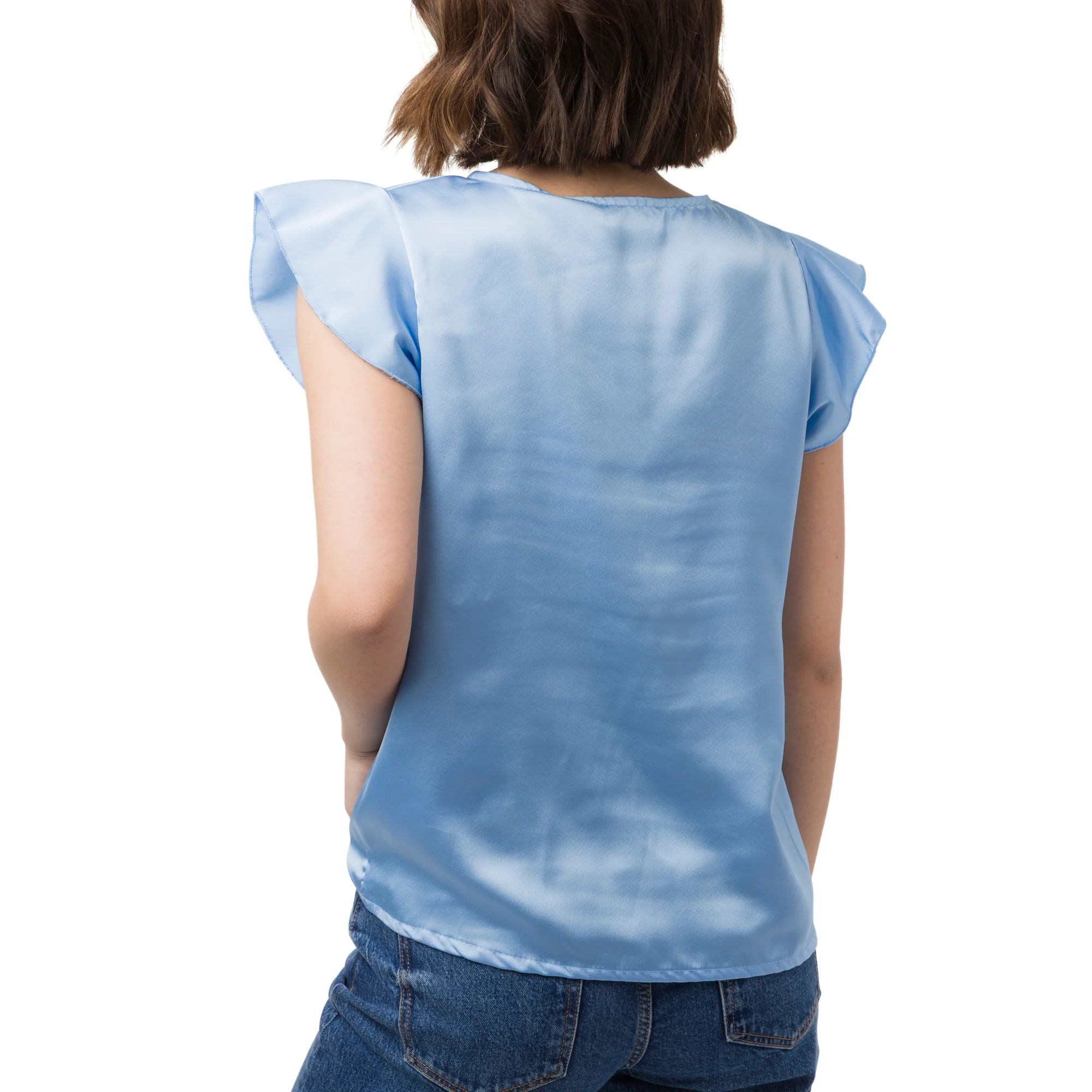 Elegante t-shirt effetto raso azzurro da Donna Swish Jeans - Image 2
