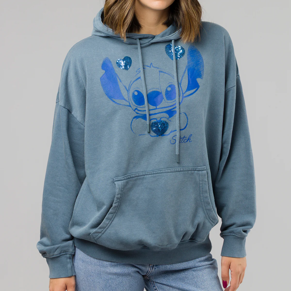 Felpa azzurra da Donna con stampa Lilo e Stitch Disney