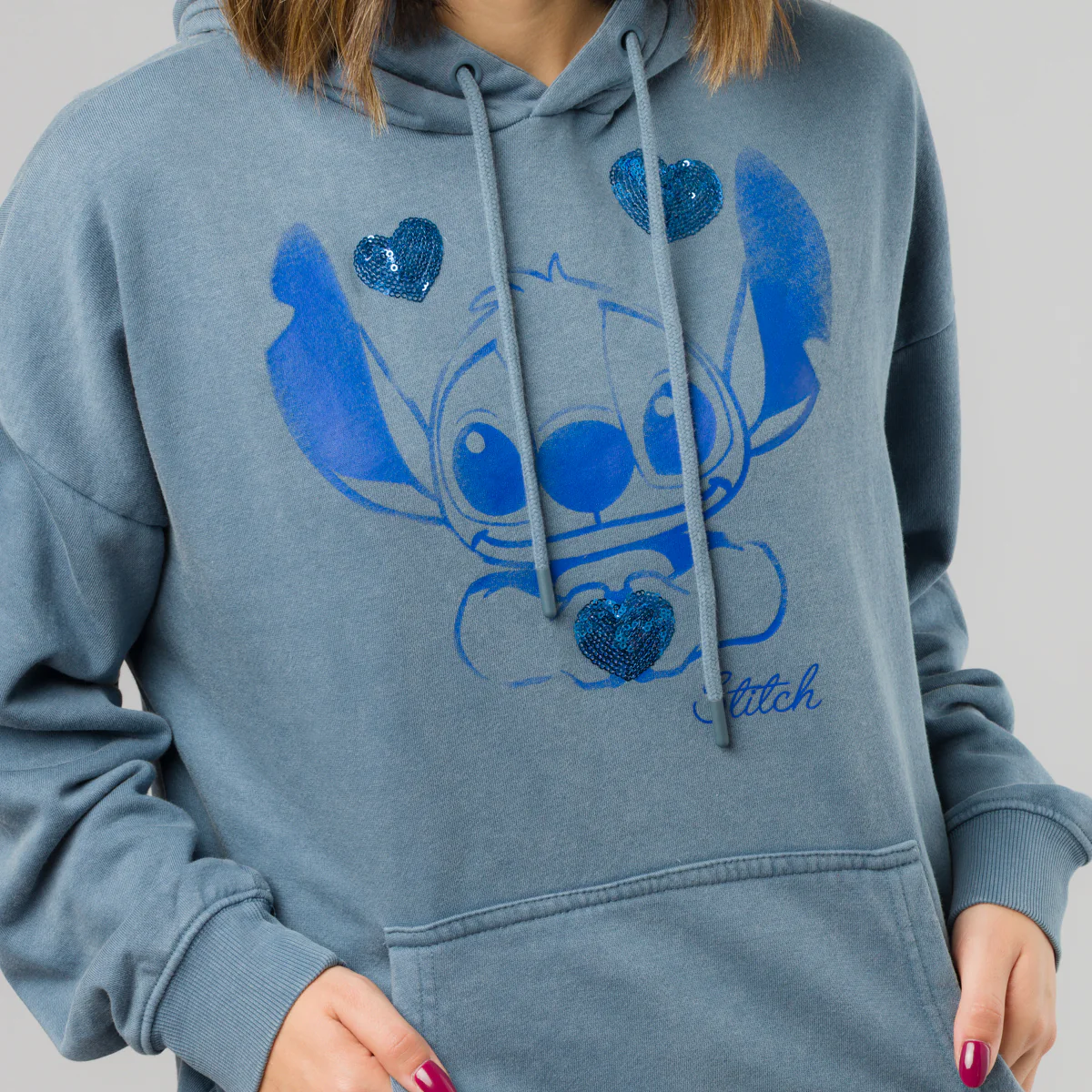 Felpa azzurra da Donna con stampa Lilo e Stitch Disney - Image 3