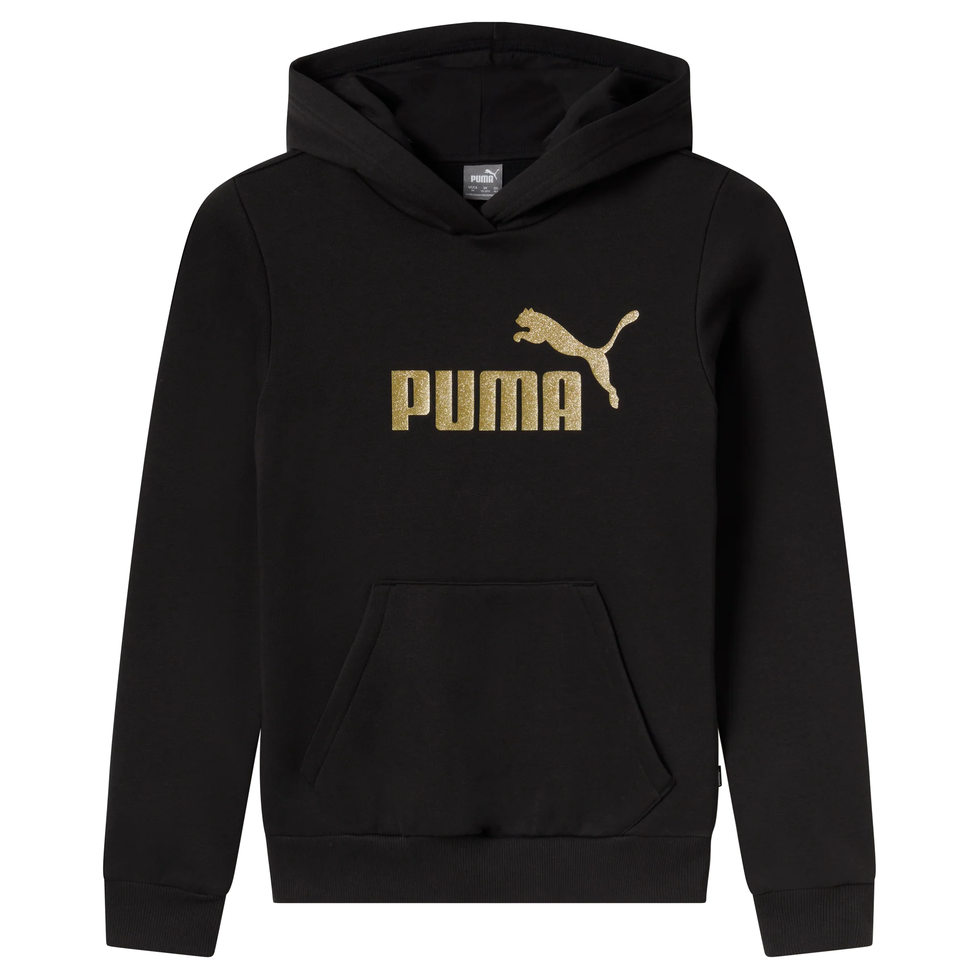 Felpa bambina nera con logo glitter oro Puma