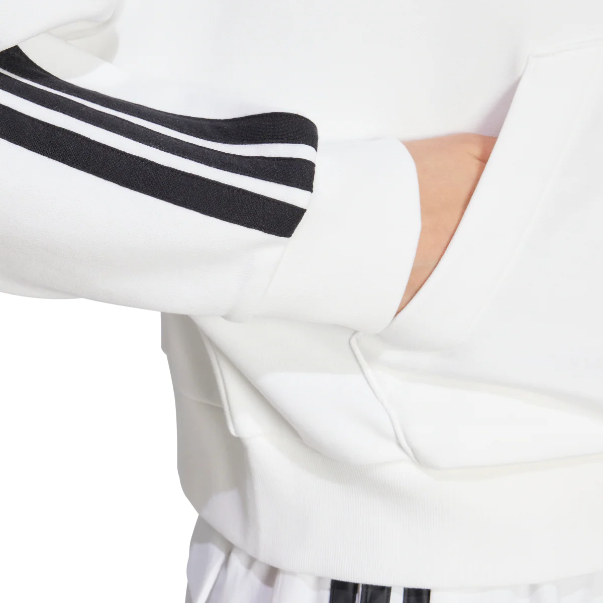 Felpa bianca da Donna con cappuccio e mezza zip adidas Essentials - Image 6