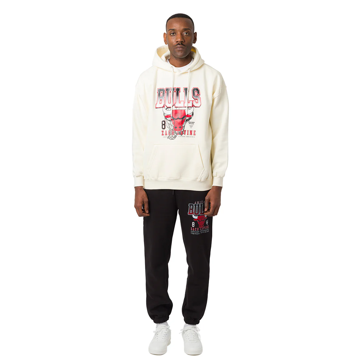 Felpa bianca off-white con cappuccio e logo da Uomo Chicago Bulls NBA - Image 4