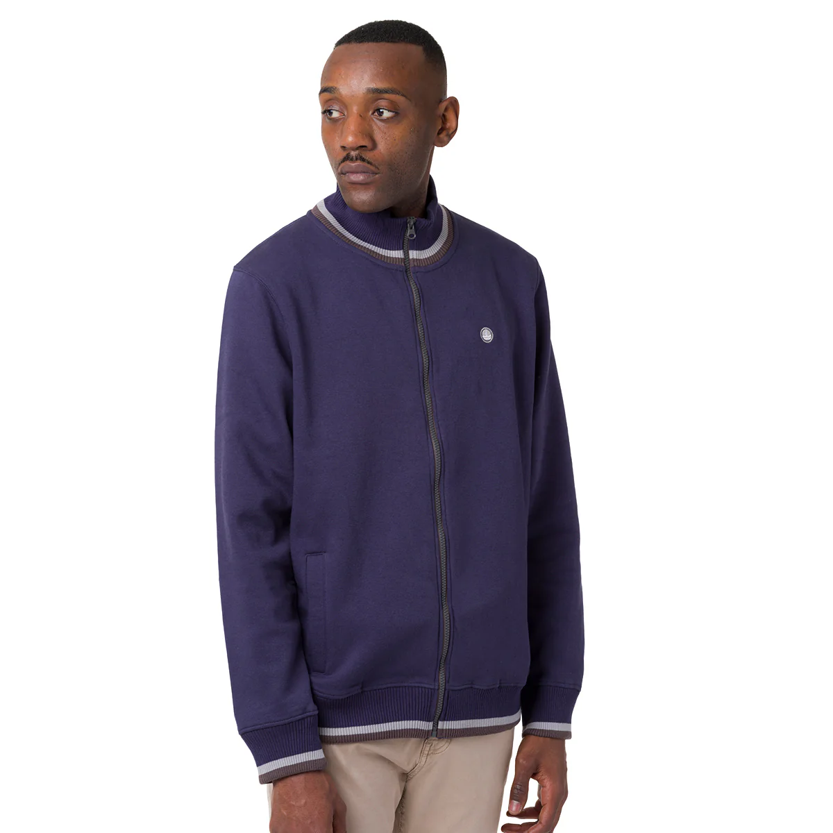 Felpa blu da Uomo con zip e logo frontale Navy Sail